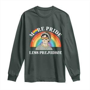 Gay Pride Long Sleeve Shirt More Pride Less Prejudice LGBT Pride Month TS02 Dark Forest Green Print Your Wear