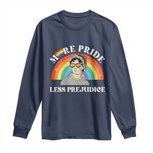Gay Pride Long Sleeve Shirt More Pride Less Prejudice LGBT Pride Month TS02 Navy Print Your Wear
