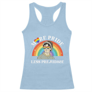 Gay Pride Racerback Tank Top More Pride Less Prejudice LGBT Pride Month TS02 Light Blue Print Your Wear