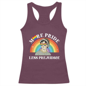 Gay Pride Racerback Tank Top More Pride Less Prejudice LGBT Pride Month TS02 Maroon Print Your Wear