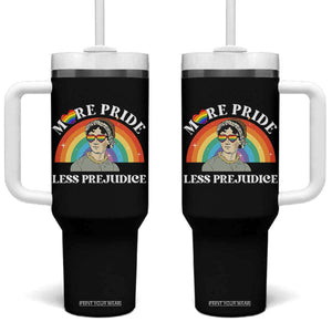 Gay Pride Tumbler With Handle More Pride Less Prejudice LGBT Pride Month TS02 One Size: 40 oz Black Print Your Wear