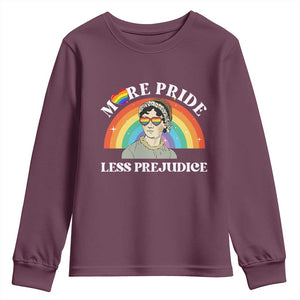 Gay Pride Youth Sweatshirt More Pride Less Prejudice LGBT Pride Month TS02 Maroon Print Your Wear