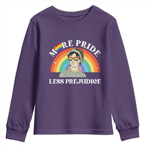 Gay Pride Youth Sweatshirt More Pride Less Prejudice LGBT Pride Month TS02 Purple Print Your Wear