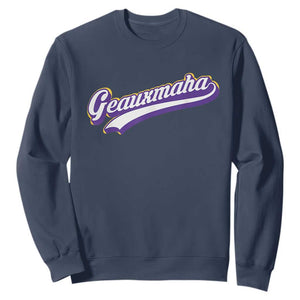 Geauxmaha Vintage Throwback Design Sweatshirt Gold Baseball Fan TS02 Navy Print Your Wear