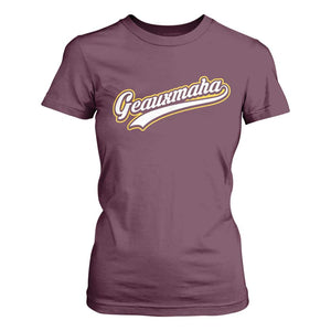Geauxmaha Vintage Throwback Design T Shirt For Women Purple and Gold Baseball Fan TS02 Maroon Print Your Wear