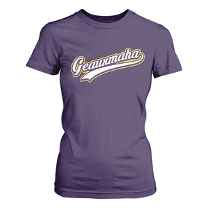Geauxmaha Vintage Throwback Design T Shirt For Women Purple and Gold Baseball Fan TS02 Purple Print Your Wear