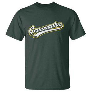 Geauxmaha Vintage Throwback Design T Shirt Purple and Gold Baseball Fan TS02 Dark Forest Green Print Your Wear
