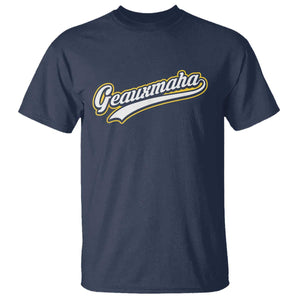 Geauxmaha Vintage Throwback Design T Shirt Purple and Gold Baseball Fan TS02 Navy Print Your Wear