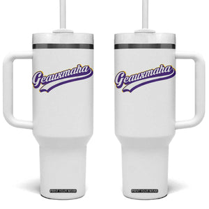 Geauxmaha Vintage Throwback Design Tumbler With Handle Gold Baseball Fan TS02 One Size: 40 oz White Print Your Wear