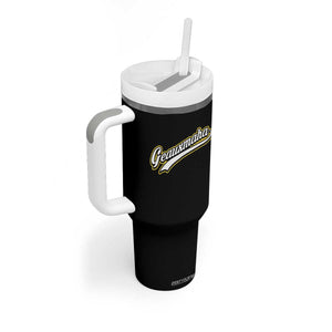 Geauxmaha Vintage Throwback Design Tumbler With Handle Purple and Gold Baseball Fan TS02 Print Your Wear