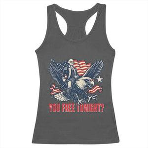 George Washington Rides Bald Eagle Racerback Tank Top You Free Tonight Patriotic 4th of July TS02 Dark Heather Print Your Wear