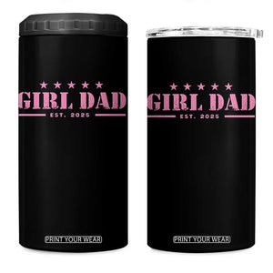 Girl Dad Est. 2025 4 in 1 Can Cooler Tumbler TS10 One Size: 16 oz Black Print Your Wear