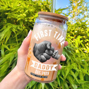 Girl Dad Est. 2025 Glass Can Fist Time Daddy To Be TS10 Print Your Wear