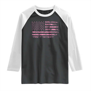 Girl Dad Est. 2025 Raglan Shirt Expect Baby Fathers Day USA Flag TS10 Black White Print Your Wear