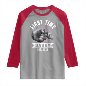 Girl Dad Est. 2025 Raglan Shirt Fist Time Daddy To Be TS10 Sport Gray Red Print Your Wear