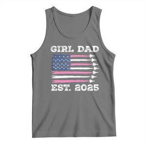 Girl Dad Est. 2025 Tank Top American USA Flag Pink Dad Fathers Day TS10 Black Heather Print Your Wear