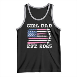 Girl Dad Est. 2025 Tank Top American USA Flag Pink Dad Fathers Day TS10 Black Athletic Heather Print Your Wear