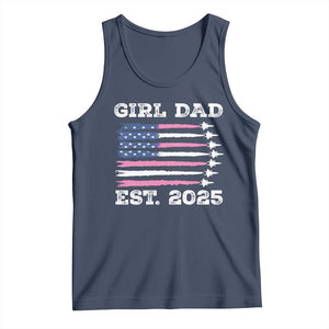 Girl Dad Est. 2025 Tank Top American USA Flag Pink Dad Fathers Day TS10 Navy Print Your Wear