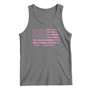 Girl Dad Est. 2025 Tank Top Expect Baby Fathers Day USA Flag TS10 Black Heather Print Your Wear