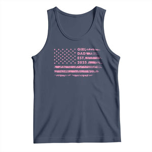 Girl Dad Est. 2025 Tank Top Expect Baby Fathers Day USA Flag TS10 Navy Print Your Wear