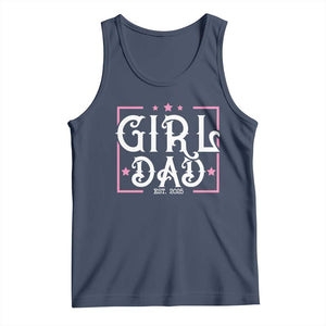 Girl Dad Est. 2025 Tank Top Pink Dad First Fathers Day TS10 Navy Print Your Wear