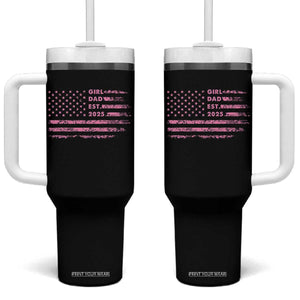 Girl Dad Est. 2025 Tumbler With Handle Expect Baby Fathers Day USA Flag TS10 One Size: 40 oz Black Print Your Wear