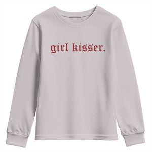 Girl Kisser Youth Sweatshirt Funny Lesbian Pride TS10 Ice Gray Print Your Wear