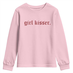 Girl Kisser Youth Sweatshirt Funny Lesbian Pride TS10 Light Pink Print Your Wear