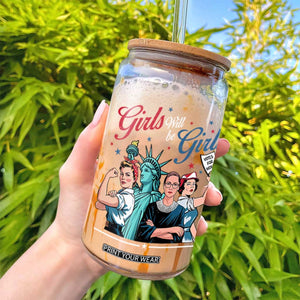 Girl Will be Girls Patriotic Feminist 4th of July Glass Can TS11 Print Your Wear