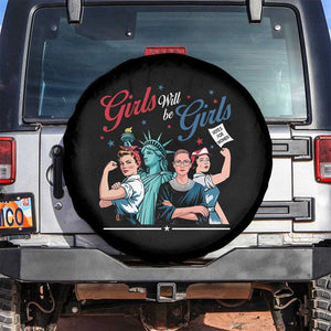 Girl Will be Girls Patriotic Feminist 4th of July Spare Tire Cover TS11 No hole Black Print Your Wear