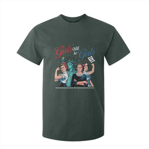 Girl Will be Girls Patriotic Feminist 4th of July T Shirt For Kid TS11 Dark Forest Green Print Your Wear