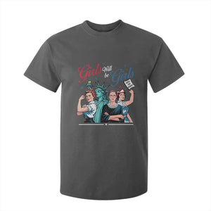 Girl Will be Girls Patriotic Feminist 4th of July T Shirt For Kid TS11 Dark Heather Print Your Wear