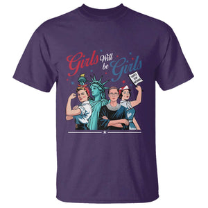 Girl Will be Girls Patriotic Feminist 4th of July T Shirt TS11 Purple Print Your Wear