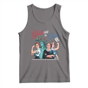 Girl Will be Girls Patriotic Feminist 4th of July Tank Top TS11 Deep Heather Print Your Wear