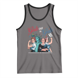 Girl Will be Girls Patriotic Feminist 4th of July Tank Top TS11 Deep Heather Black Print Your Wear