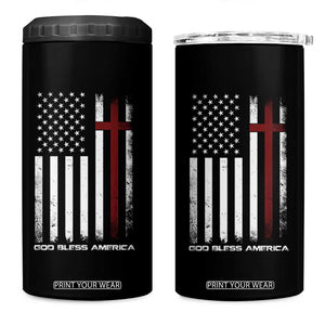 God Bless America 4 in 1 Can Cooler Tumbler America Pride USA US Flag Patriotic 4th of July TS10 One Size: 16 oz Black Print Your Wear