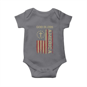 God Bless America Baby Onesie American Flag 4th Of July Patriotic Christian TS10 Charcoal Print Your Wear