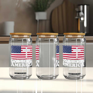 God Bless America Glass Can Cross USA Flag Patriotic 4th of July Christian TS10 Print Your Wear