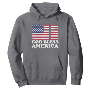 God Bless America Hoodie Cross USA Flag Patriotic 4th of July Christian TS10 Charcoal Print Your Wear