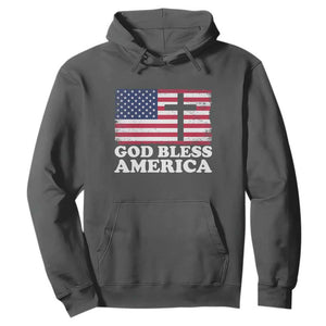 God Bless America Hoodie Cross USA Flag Patriotic 4th of July Christian TS10 Dark Heather Print Your Wear