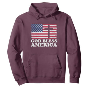 God Bless America Hoodie Cross USA Flag Patriotic 4th of July Christian TS10 Maroon Print Your Wear