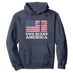 God Bless America Hoodie Cross USA Flag Patriotic 4th of July Christian TS10 Navy Print Your Wear