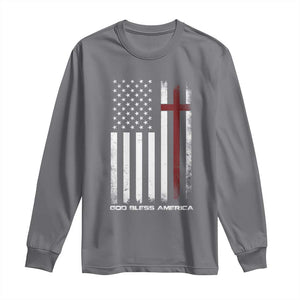God Bless America Long Sleeve Shirt America Pride USA US Flag Patriotic 4th of July TS10 Charcoal Print Your Wear