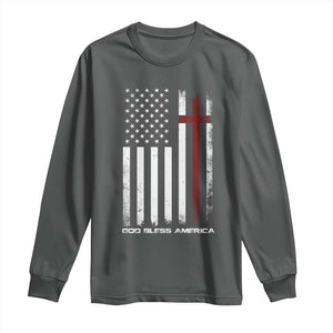 God Bless America Long Sleeve Shirt America Pride USA US Flag Patriotic 4th of July TS10 Dark Heather Print Your Wear