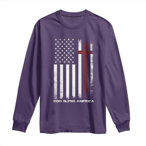 God Bless America Long Sleeve Shirt America Pride USA US Flag Patriotic 4th of July TS10 Purple Print Your Wear