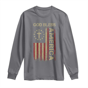 God Bless America Long Sleeve Shirt American Flag 4th Of July Patriotic Christian TS10 Charcoal Print Your Wear