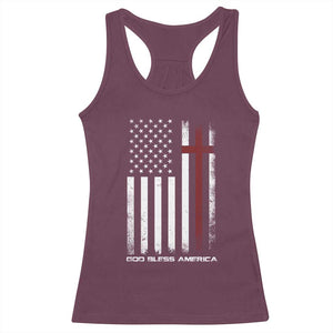 God Bless America Racerback Tank Top America Pride USA US Flag Patriotic 4th of July TS10 Maroon Print Your Wear