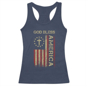 God Bless America Racerback Tank Top American Flag 4th Of July Patriotic Christian TS10 Navy Print Your Wear