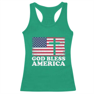 God Bless America Racerback Tank Top Cross USA Flag Patriotic 4th of July Christian TS10 Irish Green Print Your Wear