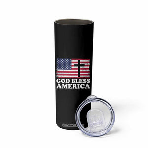 God Bless America Skinny Tumbler Cross USA Flag Patriotic 4th of July Christian TS10 Print Your Wear
